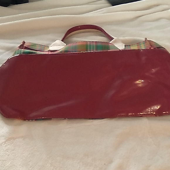 VTG Tommy Hilfiger fabric tote in red/green/yellow and blue plaid - Picture 7 of 8